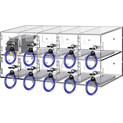 VEVOR Casier de rangement pour téléphone portable, 10 emplacements en acrylique avec serrures de porte et clés, armoire murale, poche pour bureau, salle de classe, salle de sport, transparent VEVOR Casier de rangement pour téléphone portable, 10 emplacements en acrylique avec serrures de porte et clés, armoire murale, poche pour bureau, salle de classe, salle de sport, transparent