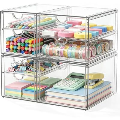 GoMaihe Organisateur de maquillage avec 7 tiroirs, 2 accessoires de bureau, organiseur transparent résistant à la poussière, rangement pour bureau GoMaihe Organisateur de maquillage avec 7 tiroirs, 2 accessoires de bureau, organiseur transparent résistant à la poussière, rangement pour bureau