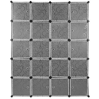 LANTUS Armoire Armoire 20 Cubes Portable Étagère de Rangement Cube Armoire Profond Armoire avec 2 Barres Suspendues pour Vêtements Chaussures Jouets LANTUS Armoire Armoire 20 Cubes Portable Étagère de Rangement Cube Armoire Profond Armoire avec 2 Barres Suspendues pour Vêtements Chaussures Jouets