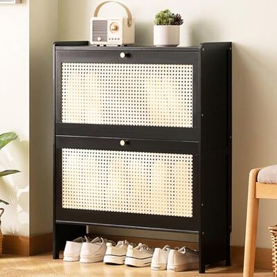 FHSLKXIM Meuble de rangement à chaussures étroit avec tiroirs rabattables, meuble à chaussures en bambou sur pied pour entrée, couloir et placard, C, 70 x 24 x 87 cm FHSLKXIM Meuble de rangement à chaussures étroit avec tiroirs rabattables, meuble à chaussures en bambou sur pied pour entrée, couloir et placard, C, 70 x 24 x 87 cm