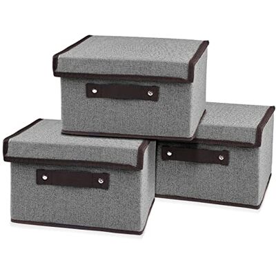 Uootach 3 Pièces Boîte de Rangement Caisses 25cm*19cm*16cm, Pliables avec Couvercle Uootach 3 Pièces Boîte de Rangement Caisses 25cm*19cm*16cm, Pliables avec Couvercle