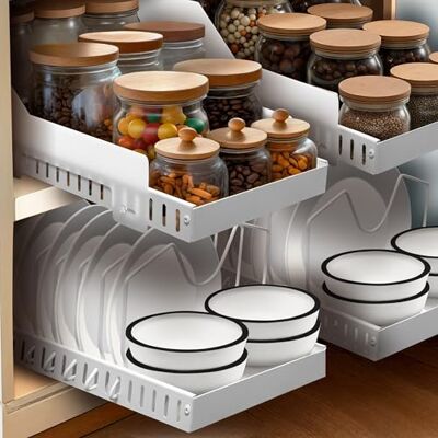 Simply Maison LOT DE 2 Tiroirs coulissants cuisine adhesif Profondeur XL 52cm Spécial caisson 60cm -100% Gain de place Antichute Range couvercle poele Sans perçage Simply Maison LOT DE 2 Tiroirs coulissants cuisine adhesif Profondeur XL 52cm Spécial caisson 60cm -100% Gain de place Antichute Range couvercle poele Sans perçage