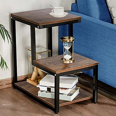 BAKAJI HMCT-8 Bibliothèque étagère 3 étages en métal et Bois MDF Table Basse café latérale canapé Design Moderne Industriel, Fer, Marron, Unica BAKAJI HMCT-8 Bibliothèque étagère 3 étages en métal et Bois MDF Table Basse café latérale canapé Design Moderne Industriel, Fer, Marron, Unica