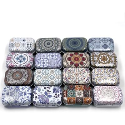 CCUUHJ Lot de 8 petites boîtes rectangulaires en métal vides à charnière pour bonbons, bijoux, 6 x 4 x 2,5 cm (motif ethnique) CCUUHJ Lot de 8 petites boîtes rectangulaires en métal vides à charnière pour bonbons, bijoux, 6 x 4 x 2,5 cm (motif ethnique)