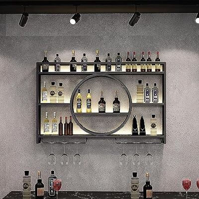 JYHHGDS Casier à vin mural moderne en métal avec porte-verres à champagne multifonctionnel en fer pour la maison, le restaurant ou le bar, finition noire élégante, 120 x 15 x 80 cm JYHHGDS Casier à vin mural moderne en métal avec porte-verres à champagne multifonctionnel en fer pour la maison, le restaurant ou le bar, finition noire élégante, 120 x 15 x 80 cm