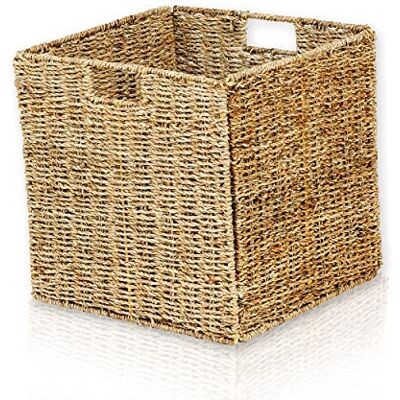 Lycce Panier de rangement Kallax compatible avec les étagères Ikea Kallax, en jonc de mer naturel, 33 x 33 x 33 cm Lycce Panier de rangement Kallax compatible avec les étagères Ikea Kallax, en jonc de mer naturel, 33 x 33 x 33 cm
