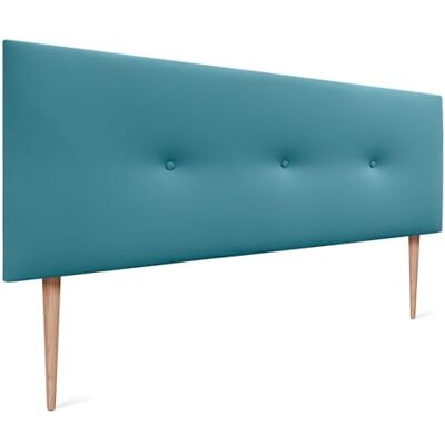 DHOME Tête de lit luxe rembourrée en similicuir ou tissu acualine uni avec boutons et pieds tapissés similicuir turquoise, 145 x 105 cm (lits 120/135/140) DHOME Tête de lit luxe rembourrée en similicuir ou tissu acualine uni avec boutons et pieds tapissés similicuir turquoise, 145 x 105 cm (lits 120/135/140)