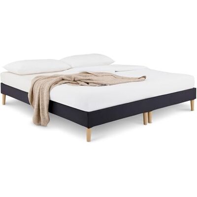 IDIMEX Sommier tapissier Rennes 180 x 200 cm Structure en Bois et revêtement en Tissu Noir, Cadre de lit avec Pieds et sommier à Lattes déhoussable pour 1 Personne IDIMEX Sommier tapissier Rennes 180 x 200 cm Structure en Bois et revêtement en Tissu Noir, Cadre de lit avec Pieds et sommier à Lattes déhoussable pour 1 Personne