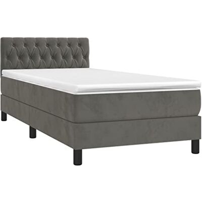 Lit avec Matelas et Tête de lit vidaXL - Gris Lit avec Matelas et Tête de lit vidaXL - Gris