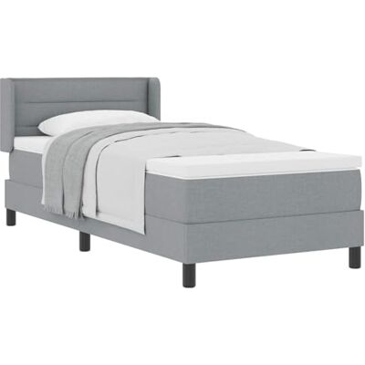 vidaXL Lit à ressorts avec tête de lit Gris clair 200 x 90 cm tissu, Lit box moderne, meuble stylé, matelas en mousse, confort moyen, solution sommeil à ressorts vidaXL Lit à ressorts avec tête de lit Gris clair 200 x 90 cm tissu, Lit box moderne, meuble stylé, matelas en mousse, confort moyen, solution sommeil à ressorts