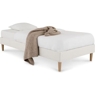 IDIMEX Sommier tapissier PAIMPOL 90 x 190 cm Structure en Bois et revêtement en Tissu Blanc crème, Cadre de lit avec Pieds et sommier à Lattes pour 1 Personne IDIMEX Sommier tapissier PAIMPOL 90 x 190 cm Structure en Bois et revêtement en Tissu Blanc crème, Cadre de lit avec Pieds et sommier à Lattes pour 1 Personne