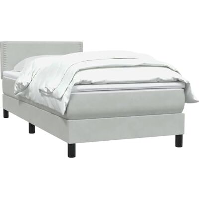 Lit en Velours Gris Clair avec Boxspring - vidaXL Lit en Velours Gris Clair avec Boxspring - vidaXL