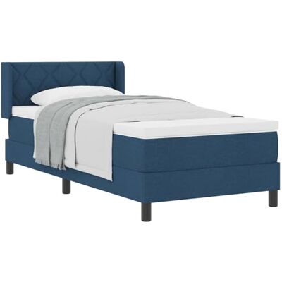 vidaXL Lit à ressorts avec tête de lit Bleu 200 x 90 cm tissu, Lit box moderne, meuble stylé, matelas en mousse, confort moyen, solution sommeil à ressorts vidaXL Lit à ressorts avec tête de lit Bleu 200 x 90 cm tissu, Lit box moderne, meuble stylé, matelas en mousse, confort moyen, solution sommeil à ressorts