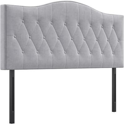 HOMCOM Tête de lit rembourrée pour lit Peuplier 185x8x134 cm Gris Tête de lit et dossier en velours HOMCOM Tête de lit rembourrée pour lit Peuplier 185x8x134 cm Gris Tête de lit et dossier en velours