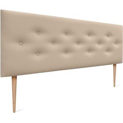 DHOME Tête de Lit en Similicuir ou Tissu ACUALINE avec 3 Rangées de Boutons Entrelacés et Pieds Tête de Lit Rembourrée Lit de Luxe (Similicuir Beige, 160cm) DHOME Tête de Lit en Similicuir ou Tissu ACUALINE avec 3 Rangées de Boutons Entrelacés et Pieds Tête de Lit Rembourrée Lit de Luxe (Similicuir Beige, 160cm)