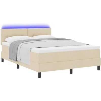 vidaXL Lit à ressorts avec bandes LED Crème 140 x 190 cm tissu Design solide pour une utilisation durable, Comprend matelas, surmatelas et tête de lit, vidaXL Lit à ressorts avec bandes LED Crème 140 x 190 cm tissu Design solide pour une utilisation durable, Comprend matelas, surmatelas et tête de lit,