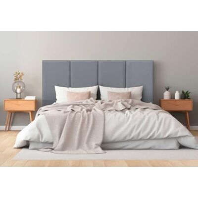 DHOME Tête de Lit Capitonnée en Similicuir Premium Antitaches Design Modulaire Vertical Autoadhésif pour Chambre et Lit Effet Matelassé (Gris, 140cm, Hauteur 135cm, x3) DHOME Tête de Lit Capitonnée en Similicuir Premium Antitaches Design Modulaire Vertical Autoadhésif pour Chambre et Lit Effet Matelassé (Gris, 140cm, Hauteur 135cm, x3)