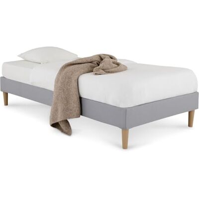 IDIMEX Sommier tapissier PAIMPOL 90 x 190 cm Structure en Bois et revêtement en Tissu Gris, Cadre de lit avec Pieds et sommier à Lattes déhoussable pour 1 Personne IDIMEX Sommier tapissier PAIMPOL 90 x 190 cm Structure en Bois et revêtement en Tissu Gris, Cadre de lit avec Pieds et sommier à Lattes déhoussable pour 1 Personne