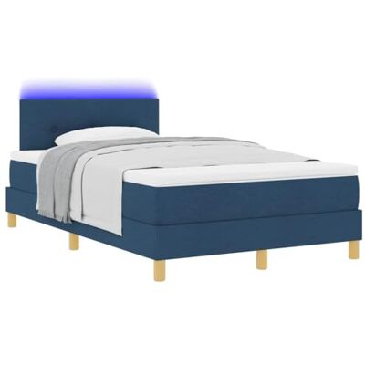 vidaXL Lit à ressort LED avec matelas avec LED Bleu 120 x 190 cm tissu, Tête de lit réglable, lit à ressort moderne, cadre lumineux LED, confort idéal pour des nuits durables vidaXL Lit à ressort LED avec matelas avec LED Bleu 120 x 190 cm tissu, Tête de lit réglable, lit à ressort moderne, cadre lumineux LED, confort idéal pour des nuits durables