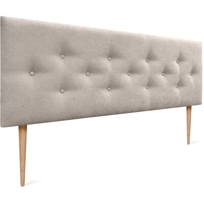 DHOME Tête de Lit en Similicuir ou Tissu ACUALINE avec 3 Rangées de Boutons Entrelacés et Pieds Tête de Lit Rembourrée Lit de Luxe (Tissu Beige, 160cm) DHOME Tête de Lit en Similicuir ou Tissu ACUALINE avec 3 Rangées de Boutons Entrelacés et Pieds Tête de Lit Rembourrée Lit de Luxe (Tissu Beige, 160cm)