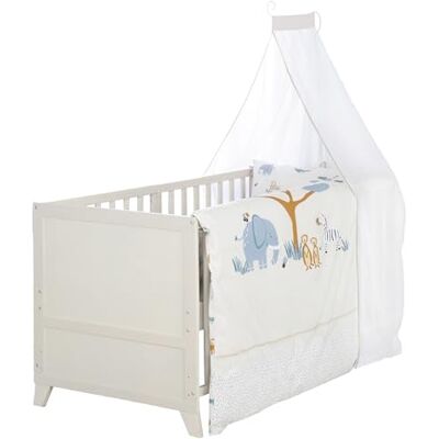 roba Ensemble Complet de Lit Bébé Savanna Friends Lit 70 x 140 cm en Bois incl. Matelas Linge de Lit Ciel et Flèche de Lit Évolutif à Partir de 6 Mois Gris Naturel roba Ensemble Complet de Lit Bébé Savanna Friends Lit 70 x 140 cm en Bois incl. Matelas Linge de Lit Ciel et Flèche de Lit Évolutif à Partir de 6 Mois Gris Naturel