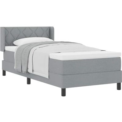 vidaXL Lit à ressorts avec tête de lit Gris clair 200 x 90 cm tissu, Lit box moderne, meuble stylé, matelas en mousse, confort moyen, solution sommeil à ressorts vidaXL Lit à ressorts avec tête de lit Gris clair 200 x 90 cm tissu, Lit box moderne, meuble stylé, matelas en mousse, confort moyen, solution sommeil à ressorts