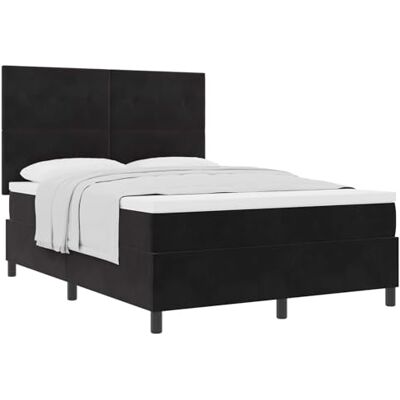 vidaXL Lit à ressorts avec matelas Noir 160 x 200 cm Velours, Mobilier de chambre, lit moderne, sommier robuste, matelas à ressorts, tête de lit réglable vidaXL Lit à ressorts avec matelas Noir 160 x 200 cm Velours, Mobilier de chambre, lit moderne, sommier robuste, matelas à ressorts, tête de lit réglable