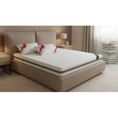 EvergreenWeb Matelas simple 85 x 190 cm de haut 18 cm avec coussin en mousse à mémoire de forme inclus, plaque en Waterfoam orthopédique, revêtement déhoussable et lavable, effet massager pour filets EvergreenWeb Matelas simple 85 x 190 cm de haut 18 cm avec coussin en mousse à mémoire de forme inclus, plaque en Waterfoam orthopédique, revêtement déhoussable et lavable, effet massager pour filets