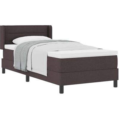 vidaXL Lit à ressorts avec tête de lit Marron foncé 190 x 90 cm tissu vidaXL Lit à ressorts avec tête de lit Marron foncé 190 x 90 cm tissu