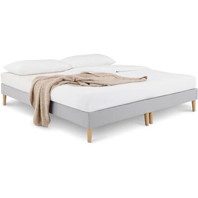 IDIMEX Sommier tapissier Rennes 180 x 200 cm Structure en Bois et revêtement en Tissu Gris, Cadre de lit avec Pieds et sommier à Lattes déhoussable pour 1 Personne IDIMEX Sommier tapissier Rennes 180 x 200 cm Structure en Bois et revêtement en Tissu Gris, Cadre de lit avec Pieds et sommier à Lattes déhoussable pour 1 Personne