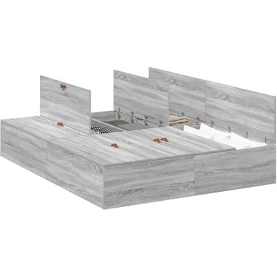 Lit de rangement Gris Sonoma 140x200 Vidaxl - Cadre de lit Lit de rangement Gris Sonoma 140x200 Vidaxl - Cadre de lit