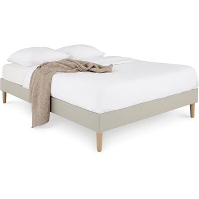 IDIMEX Sommier tapissier Brest 160 x 200 cm Structure en Bois et revêtement en Tissu Beige, Cadre de lit avec Pieds et sommier à Lattes déhoussable pour 1 Personne IDIMEX Sommier tapissier Brest 160 x 200 cm Structure en Bois et revêtement en Tissu Beige, Cadre de lit avec Pieds et sommier à Lattes déhoussable pour 1 Personne