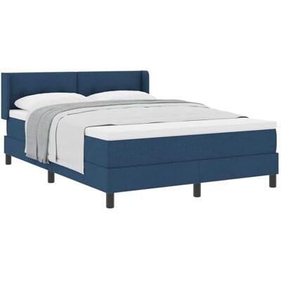 vidaXL Lit à ressorts avec coussin Bleu 190 x 140 cm tissu, Lit box moderne, meuble stylé, matelas en mousse, confort moyen, solution sommeil à ressorts vidaXL Lit à ressorts avec coussin Bleu 190 x 140 cm tissu, Lit box moderne, meuble stylé, matelas en mousse, confort moyen, solution sommeil à ressorts