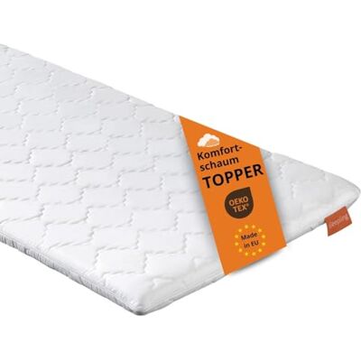 sleepling 194358 surmatelas en Mousse Confort Ferme et Durable Fabriqué en UE Oekotex 100 Housse Amovible et Lavable 90 x 200 x 6 cm, Blanc sleepling 194358 surmatelas en Mousse Confort Ferme et Durable Fabriqué en UE Oekotex 100 Housse Amovible et Lavable 90 x 200 x 6 cm, Blanc