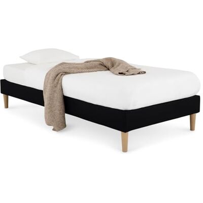 IDIMEX Sommier tapissier PAIMPOL 90 x 190 cm Structure en Bois et revêtement en Tissu Noir, Cadre de lit avec Pieds et sommier à Lattes pour 1 Personne IDIMEX Sommier tapissier PAIMPOL 90 x 190 cm Structure en Bois et revêtement en Tissu Noir, Cadre de lit avec Pieds et sommier à Lattes pour 1 Personne