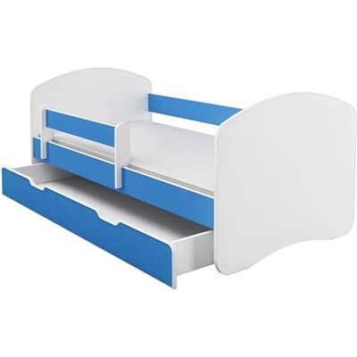 ACMA II Lit Junior 140x70 cm Bleu avec Matelas et Sommier à Lattes Lit Enfant avec Barrières de Sécurité, Supporte jusqu’à 120 kg, Version avec Tiroir ACMA II Lit Junior 140x70 cm Bleu avec Matelas et Sommier à Lattes Lit Enfant avec Barrières de Sécurité, Supporte jusqu’à 120 kg, Version avec Tiroir
