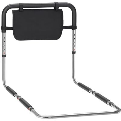 HOMCOM Barre d'appui lit barrière sécurisée Protection poignée réglable 5 hauteurs Pochette Rangement 87Lx51,5lx45-55H cm HOMCOM Barre d'appui lit barrière sécurisée Protection poignée réglable 5 hauteurs Pochette Rangement 87Lx51,5lx45-55H cm