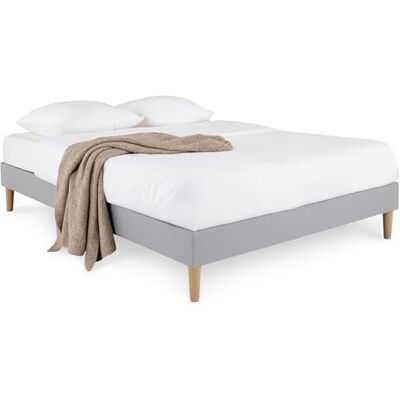 IDIMEX Sommier tapissier VANNES 120 x 190 cm Structure en Bois et revêtement en Tissu Gris, Cadre de lit avec Pieds et sommier à Lattes pour 1 Personne IDIMEX Sommier tapissier VANNES 120 x 190 cm Structure en Bois et revêtement en Tissu Gris, Cadre de lit avec Pieds et sommier à Lattes pour 1 Personne