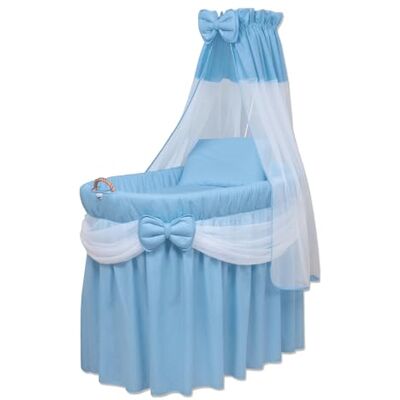 waldin Lit bébé avec manteau, Lit bébé avec roues XXL, en 6 variantes, cadre/roues naturelles non traitées, couleur textile bleu waldin Lit bébé avec manteau, Lit bébé avec roues XXL, en 6 variantes, cadre/roues naturelles non traitées, couleur textile bleu