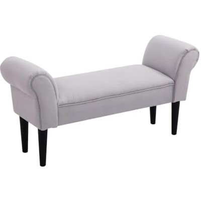 HOMCOM Banc Entrée Bout de Lit Rembourré Tissu à Voile 102x36x51cm Gris pour Chambre à Coucher HOMCOM Banc Entrée Bout de Lit Rembourré Tissu à Voile 102x36x51cm Gris pour Chambre à Coucher
