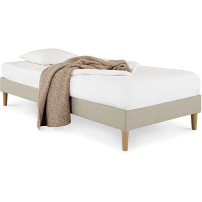 IDIMEX Sommier tapissier PAIMPOL 90 x 190 cm Structure en Bois et revêtement en Tissu Beige, Cadre de lit avec Pieds et sommier à Lattes pour 1 Personne IDIMEX Sommier tapissier PAIMPOL 90 x 190 cm Structure en Bois et revêtement en Tissu Beige, Cadre de lit avec Pieds et sommier à Lattes pour 1 Personne