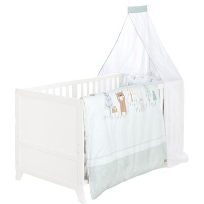 roba Ensemble Complet de Lit Bébé Woodland Buddies Lit Évolutif 70 x 140 en Bois + Matelas, Linge de Lit, Baldaquin et Support de Baldaquin À Partir de 6 Mois Blanc roba Ensemble Complet de Lit Bébé Woodland Buddies Lit Évolutif 70 x 140 en Bois + Matelas, Linge de Lit, Baldaquin et Support de Baldaquin À Partir de 6 Mois Blanc