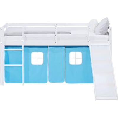 Homestyle4u Lit mezzanine pour enfant avec toboggan 90 x 200 cm Bois de Avec sommier à lattes et rideau en bleu Lit superposé solide en bois massif pour garçons et filles Lit de jeu Homestyle4u Lit mezzanine pour enfant avec toboggan 90 x 200 cm Bois de Avec sommier à lattes et rideau en bleu Lit superposé solide en bois massif pour garçons et filles Lit de jeu