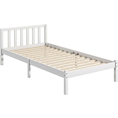 HOMCOM Cadre de lit en bois avec sommier à lattes, 208 x 96 cm, cadre de lit simple pour chambre à coucher, blanc HOMCOM Cadre de lit en bois avec sommier à lattes, 208 x 96 cm, cadre de lit simple pour chambre à coucher, blanc