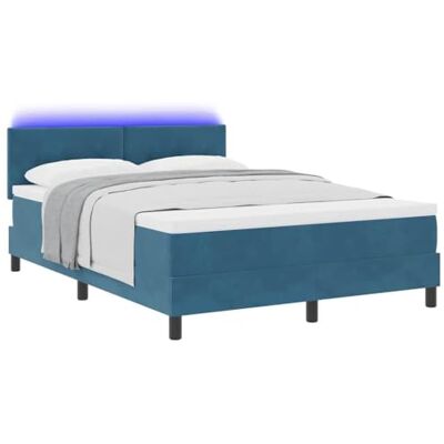vidaXL Lit à ressort LED avec matelas Bleu foncé 140 x 190 cm Velours, Haut de lit réglable, cadre moderne, velours, éclairage LED, meuble stylé pour chambre, design fonctionnel vidaXL Lit à ressort LED avec matelas Bleu foncé 140 x 190 cm Velours, Haut de lit réglable, cadre moderne, velours, éclairage LED, meuble stylé pour chambre, design fonctionnel