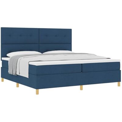 vidaXL Lit à ressorts avec tête de lit Bleu 200 x 200 cm tissu Matelas de qualité pour un bon repos, Tissu bleu moderne, Facile à installer avec un copain vidaXL Lit à ressorts avec tête de lit Bleu 200 x 200 cm tissu Matelas de qualité pour un bon repos, Tissu bleu moderne, Facile à installer avec un copain