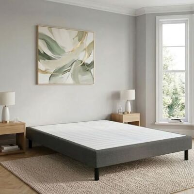 Terre de Nuit Sommier déco tapissier 140x190 cm en kit Anthracite en Bois Anthracite Terre de Nuit Sommier déco tapissier 140x190 cm en kit Anthracite en Bois Anthracite