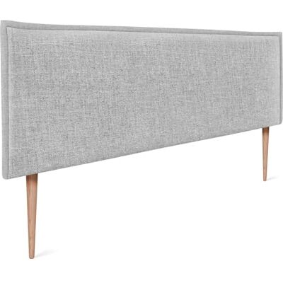 DHOME Tête de lit tapissée en lin naturel uni avec passepoil 135 x 105 cm avec pieds pour lits de 120/135/140 cm DHOME Tête de lit tapissée en lin naturel uni avec passepoil 135 x 105 cm avec pieds pour lits de 120/135/140 cm