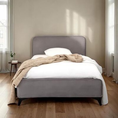 IDIMEX LAVORO Lit capitonné, lit simple, 90 x 200 cm, gris, avec sommier à lattes et revêtement en velours, cadre de lit avec tête de lit rembourrée, design moderne, cadre en bois robuste et pieds en IDIMEX LAVORO Lit capitonné, lit simple, 90 x 200 cm, gris, avec sommier à lattes et revêtement en velours, cadre de lit avec tête de lit rembourrée, design moderne, cadre en bois robuste et pieds en