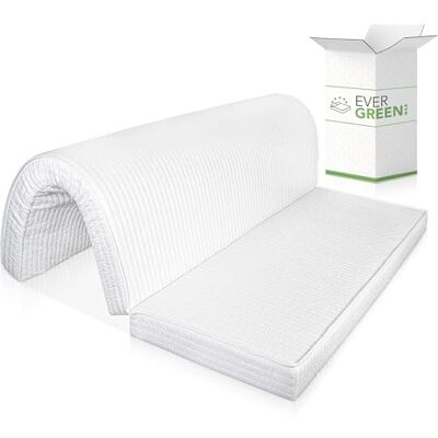 EvergreenWeb Matelas Double 140x190 10 CM Haut Pliable Siège pour Canapé-lit, ReadyLit Core en Polyurethane Orthopédique, Revêtement hypoallergénique avec Bretelles de fixation, Lit SOFA EvergreenWeb Matelas Double 140x190 10 CM Haut Pliable Siège pour Canapé-lit, ReadyLit Core en Polyurethane Orthopédique, Revêtement hypoallergénique avec Bretelles de fixation, Lit SOFA